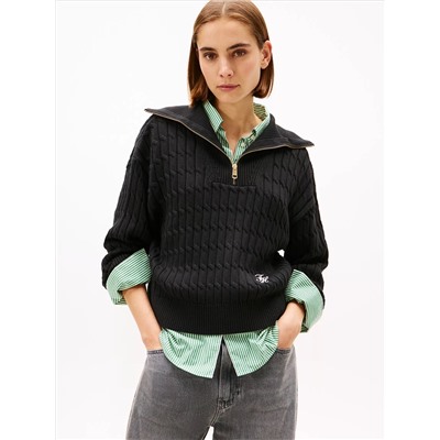 Cable Knit Quarter-Zip Sweater