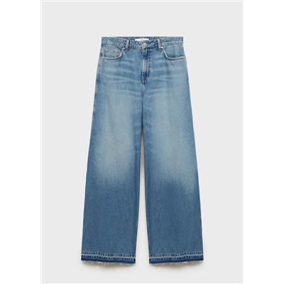 Jeans wide leg bajo deshilachado