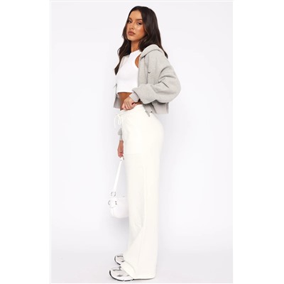 You'd Love It Here Wide Leg Sweatpants White