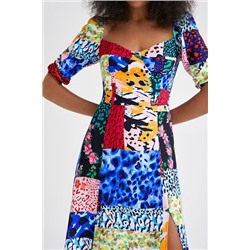 Vestido evasé animal print