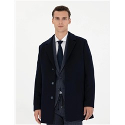 Lacivert Ex. Slim Fit Kaşe Kaban
