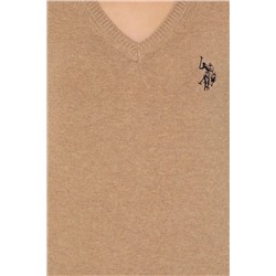 Kadın Camel Melanj Basic V - Yaka Kazak