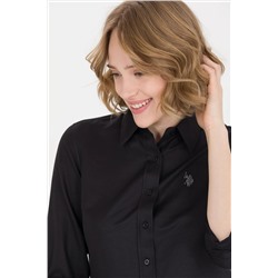 Kadın Siyah Uzun Kollu Basic Gömlek