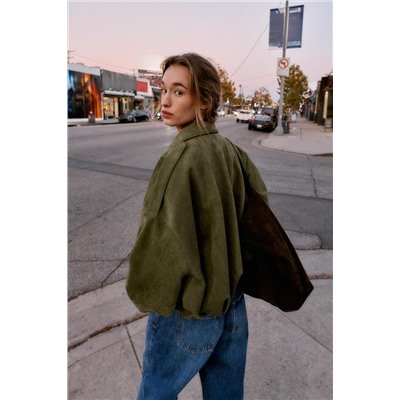 CHAQUETA BOMBER EFECTO ANTE