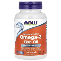 NOW Foods, Omega-3 Fish Oil, 1,000 mg, 180 EPA - 120 DHA, 100 Softgels