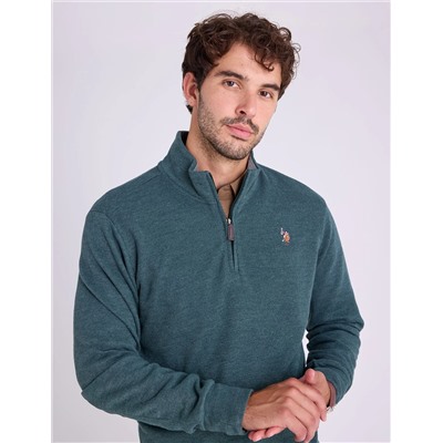 1/4 ZIP MOCK NECK FLATBACK PULLOVER