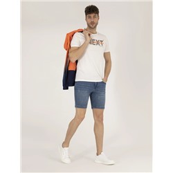 Koyu Mavi Slim Fit Jean Şort