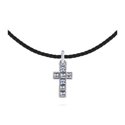 Колье-чокер Квадро (кристаллы SW белые; покрытие родий) 38-45см, Есть комплект