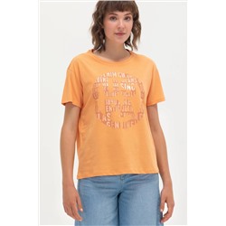 Kadın Turuncu Bisiklet Yaka Tişört