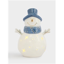 Статуэтка с подсветкой, 15 см, фарфор P, бело-голубая, Снеговик, Snowfall