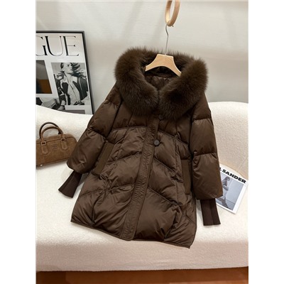 Пуховик  пух перо .мех натуральная лиса .