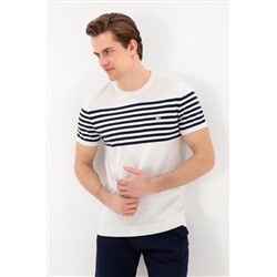 Erkek Slim Fit Bisiklet Yaka Beyaz Triko Tişört