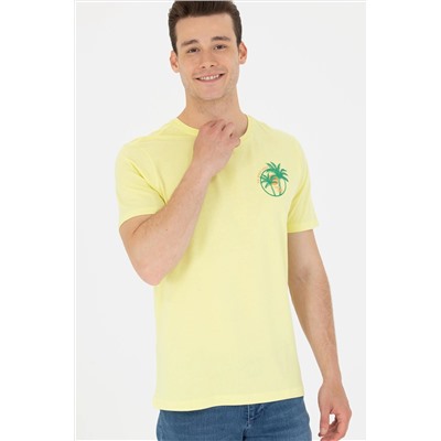 Erkek Açık Sarı Bisiklet Yaka Tişört