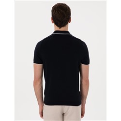 Lacivert Slim Fit Düğmeli Polo Yaka Triko Tişört