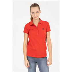 Kadın Kırmızı Basic Polo Yaka Tişört