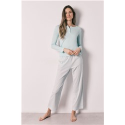 Pijama largo verde cuadros Vichy algodón