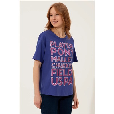 Kadın Mavi Bisiklet Yaka Tişört