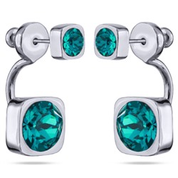 Серьги Теннис (кристаллы SW изумруд 4мм и 7мм; покрытие родий), Есть комплект