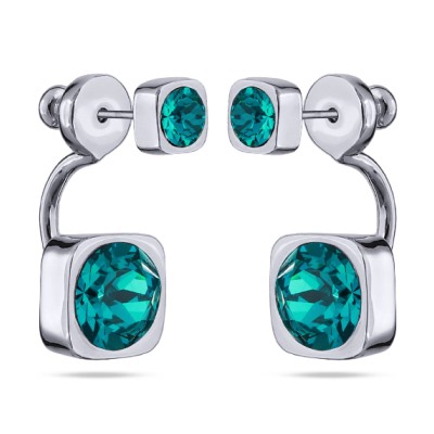 Серьги Теннис (кристаллы SW изумруд 4мм и 7мм; покрытие родий), Есть комплект