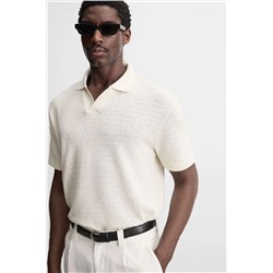 Вязаный ажурный джемпер-поло с короткими рукавами ЗАР*А