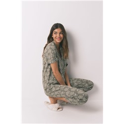 Pijama Capri viscosa flores kaki
