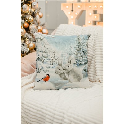 Наволочка 45х45 Снегирь и зайчики