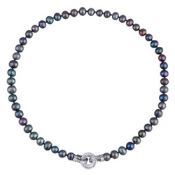 Колье (жемчуг бензиновый 8-9мм, фианит; покрытие родий) 45см, Есть комплект