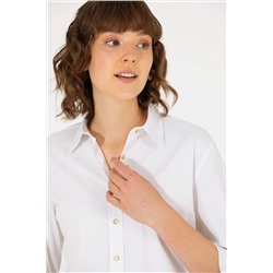 Kadın Beyaz Uzun Kollu Basic Gömlek