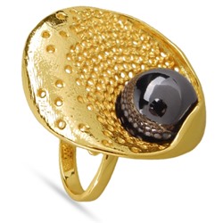 Кольцо (Майорка 14мм черный металлик; покрытие золото), Есть комплект