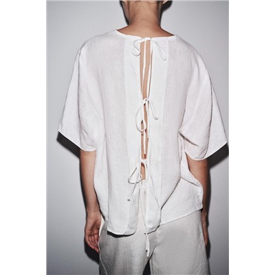 ZW COLLECTION LINEN TOP WITH TIES