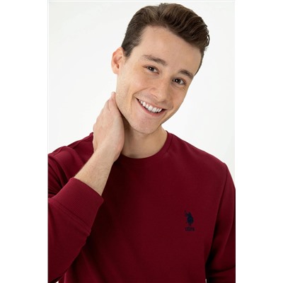 Erkek Bordo Bisiklet Yaka Sweatshirt