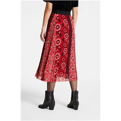 Falda evasé plisada estampada