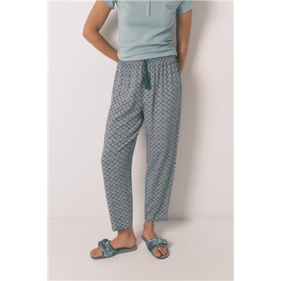 Pantalón largo carrot viscosa print sellos