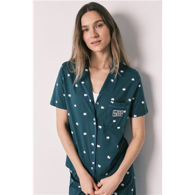 Pijama camisero Hello Kitty algodón manga corta