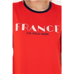 Kadın Kırmızı Bisiklet Yaka Tişört