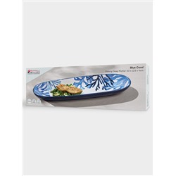 Блюдо, 40х12,5 см, керамика К, белое, овальное, Синие кораллы, Blue Coral