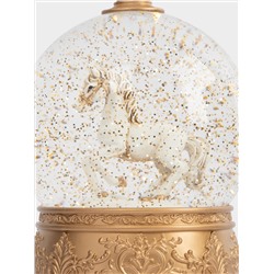 Снежный фонарь, 18 см, с подсветкой, пластик, золотистый, Лошадь в шаре, Horse