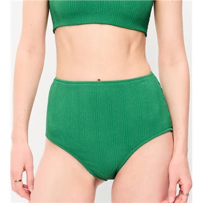 High-Waisted Ribbed Bikini Swim Bottoms