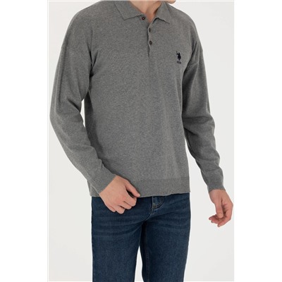 Erkek Gri Melanj Basic Kazak