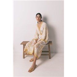 Vestido caftán jacquard flores