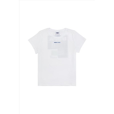 Çocuk Beyaz Bisiklet Yaka Tişört