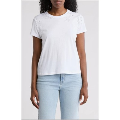 Scattered Rhinestone Cotton T-Shirt DKNY Jeans