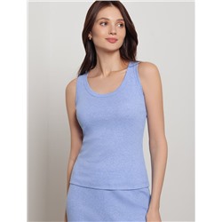 Топ с круглым вырезом из фактурного трикотажа в рубчик