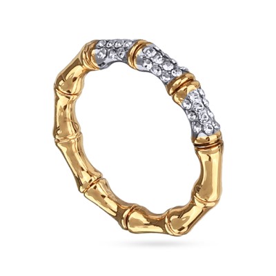 Кольцо Бамбук (кристаллы белые; покрытие золото, родий), Есть комплект