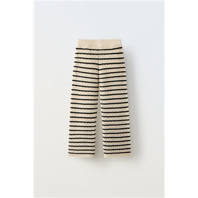 STRIPED CROCHET KNIT TROUSERS