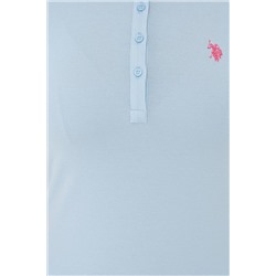 Kadın Açık Mavi Basic Polo Yaka Tişört