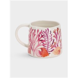 Кружка, 380 мл, фарфор P, белая/розовая, Морская жизнь, Ocean Life