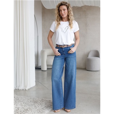 Свободная футболка с принтом из премиального хлопка с эластаном