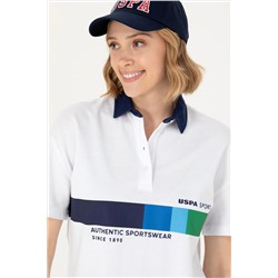 Kadın Beyaz Polo Yaka Tişört