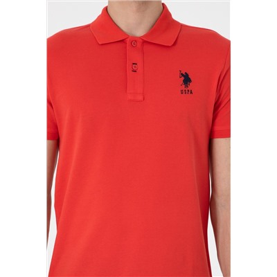 Erkek Slim Fit Polo Yaka Kırmızı Basic Tişört